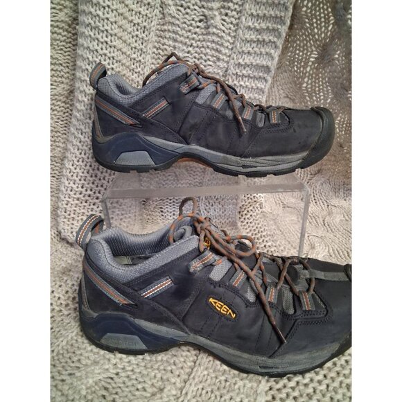 Keen Utility Mens Steel Toe Hiking Work Shoes Size 12D Black & Gray With Orange